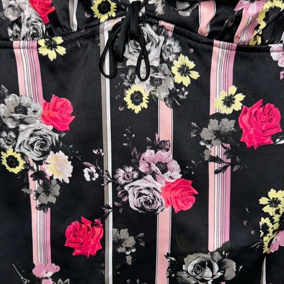 Victorias Secret Satin Black Rose Ruffle Strap Sleep Cami Tank Top Size Medium - Picture 5 of 12